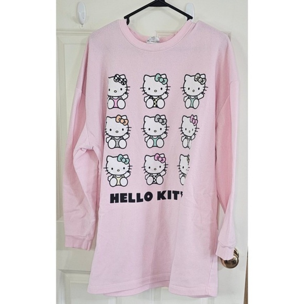 Grayson Social Hello Kitty Pink Graphic Sleep Sweatshirt Womens Large Sanrio
